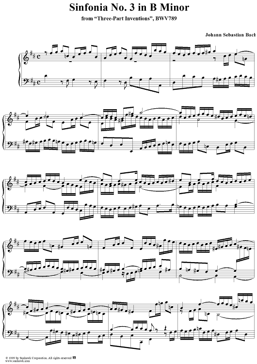 Three-Part Invention, No. 3, Sinfonia in D Major