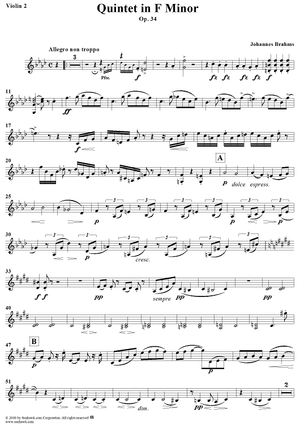 Piano Quintet, Op. 34a - Violin 2