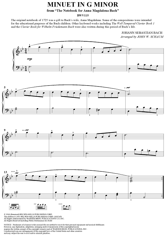 Minuet in G Minor (BWV115)