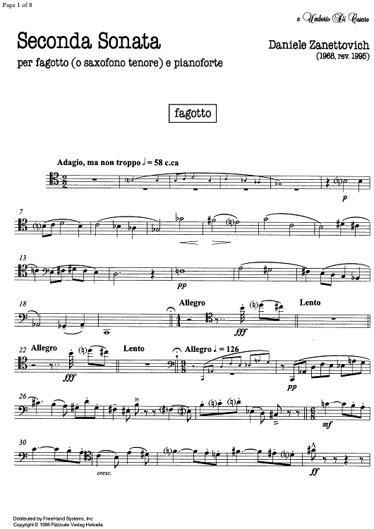 Seconda Sonata - Bassoon