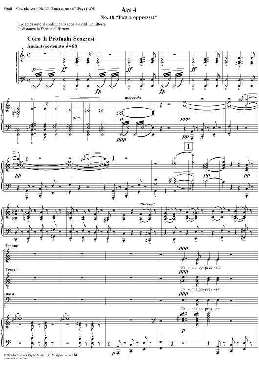Macbeth, Act 4, No. 18, Choir. "Patria oppressa!"