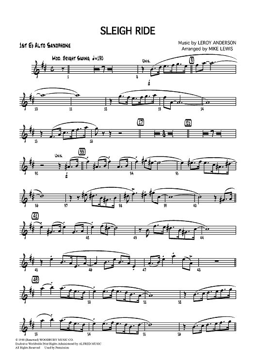 Sleigh Ride - E-flat Alto Saxophone 1