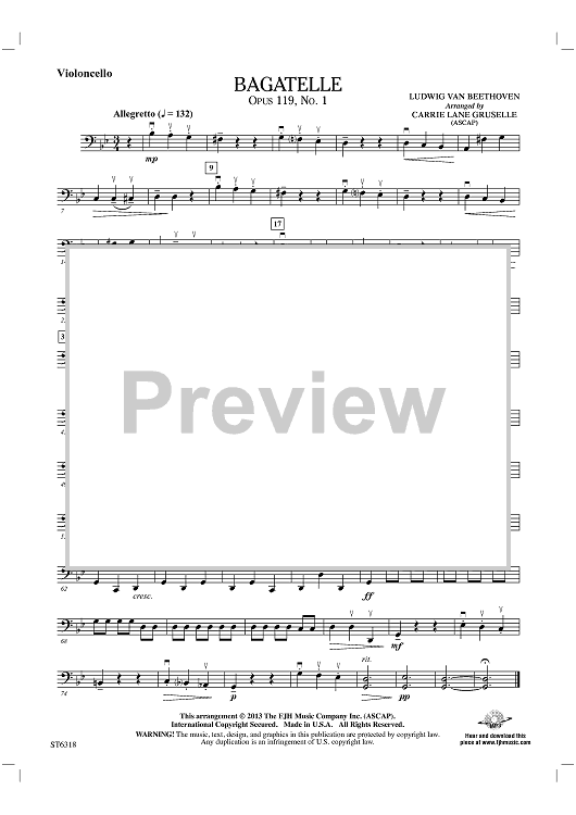 Bagatelle, Opus 119, No. 1 - Violoncello