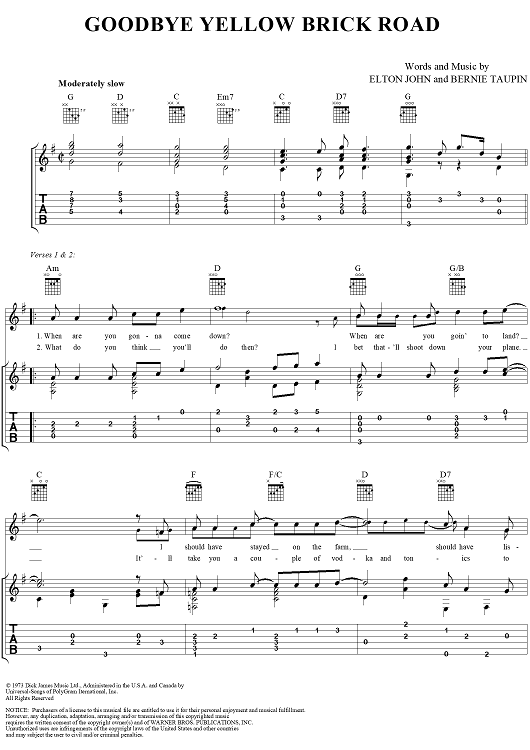 Goodbye Yellow Brick Road