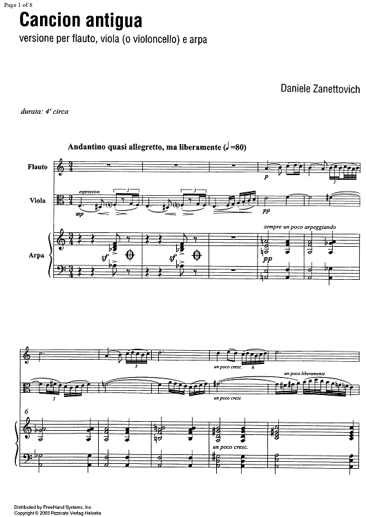 Cancion antiqua - Score