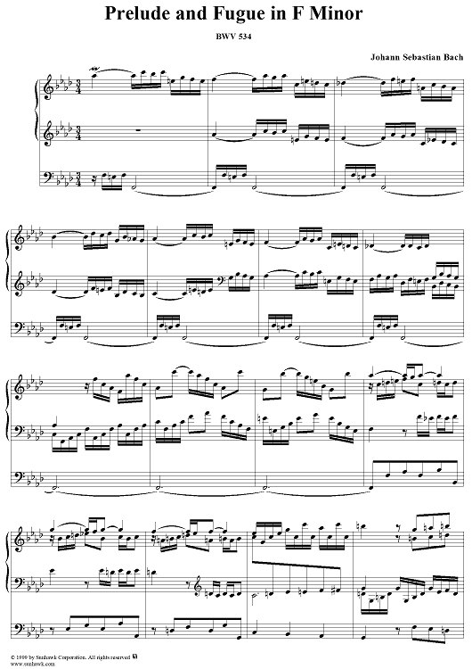 Prelude and Fugue in F Minor, BWV534" Sheet Music for Organ 