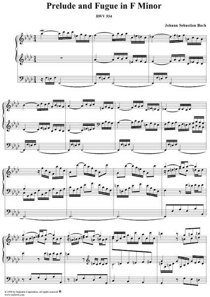 吹奏楽 楽譜 PRELUDE AND FUGUE IN F MINOR Prelude and Fugue in F Minor, BWV534
