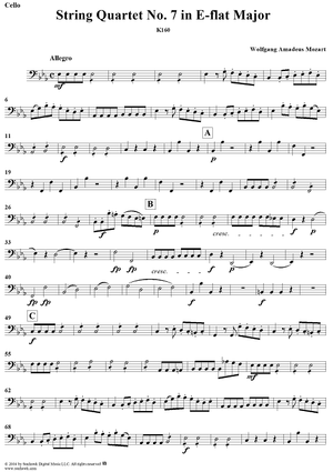 String Quartet No. 7 in E-flat Major, K160 - Cello