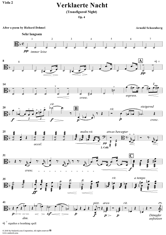 Verklaerte Nacht, Op. 4 - Viola 2