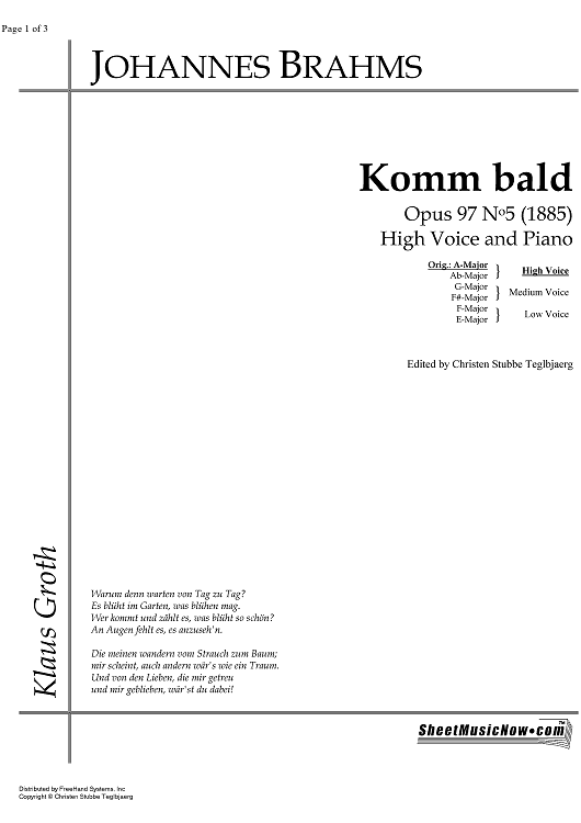 Komm bald Op.97 No. 5