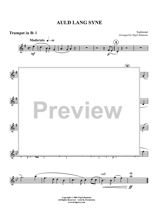 Auld Lang Syne - Trumpet 1 in B-flat