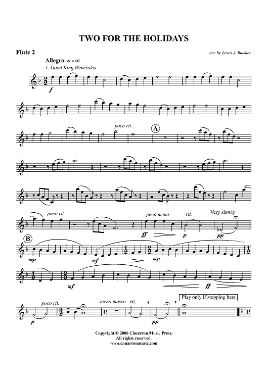 Two for the Holidays - Flute 2
