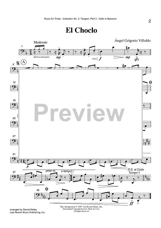 El Choclo - Part 3 Cello or Bassoon
