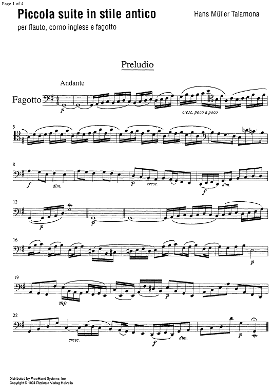 Piccola suite in stile antico - Bassoon