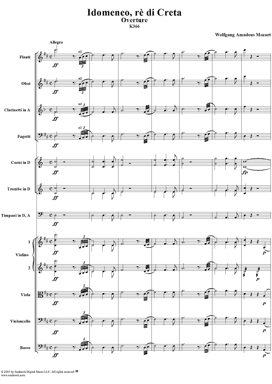 Idomeneo, rè di Creta - Overture - Full Score
