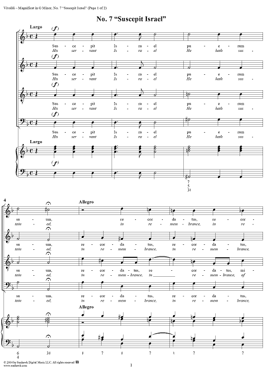 Magnificat in G Minor: No. 7, Suscepit Israel