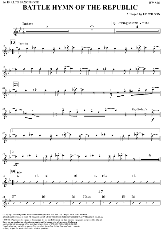 Battle Hymn of the Republic - Alto Saxophone 1