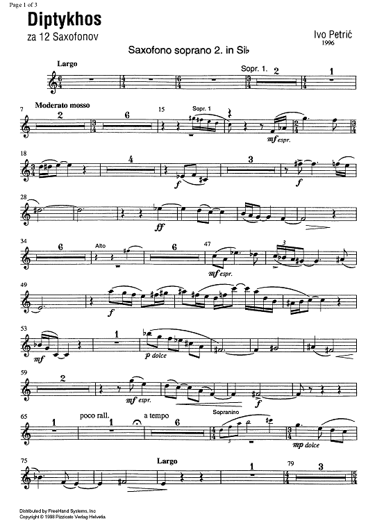 Diptykhos - B-flat Soprano Saxophone 2