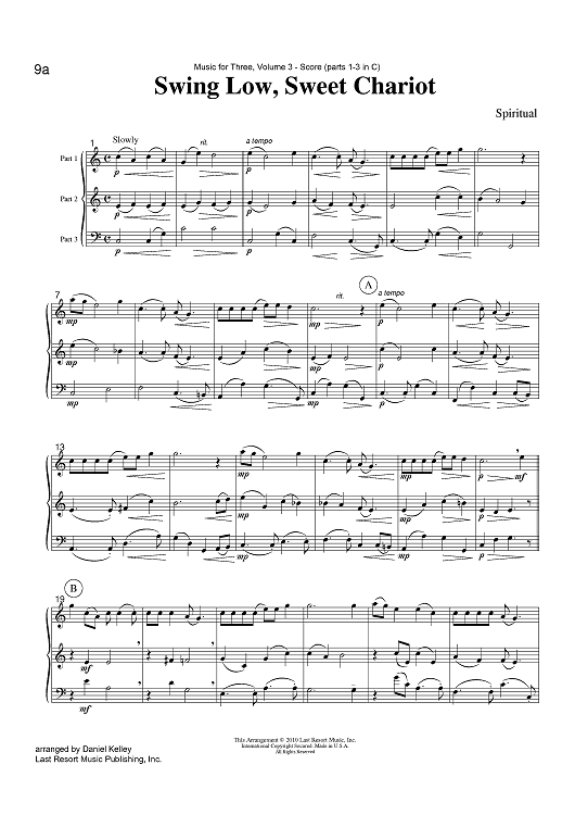 Swing Low, Sweet Chariot - Score