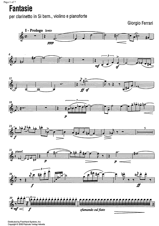 Fantasie - Clarinet in B-flat