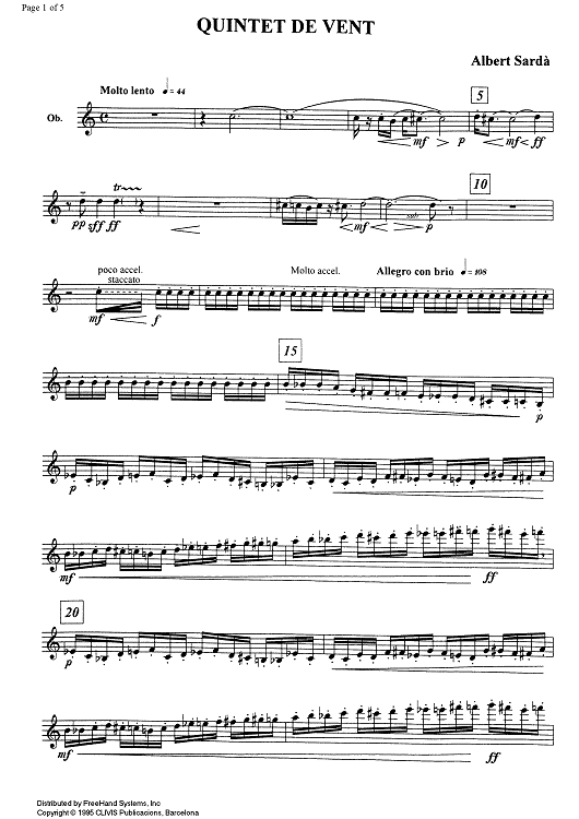 Quintet de Vent (Wind Quintet) - Oboe