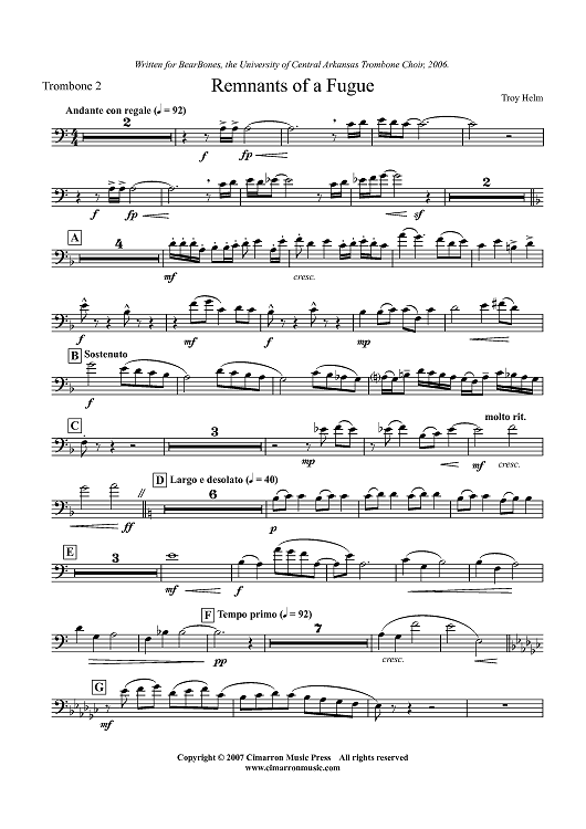 Remnants of a Fugue - Trombone 2
