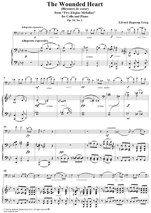 The Wounded Heart, No. 1 from "Two Elegiac Melodies", Op. 34 - Full Score