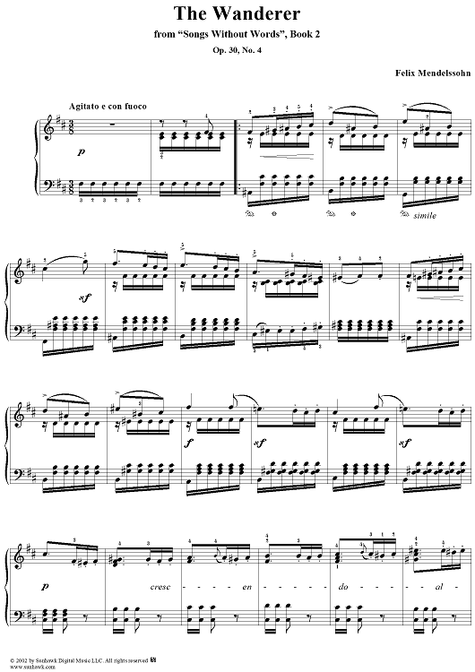 Songs Without Words, bk. 2, op. 30, no. 4 ("The Wanderer")