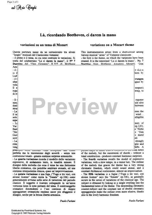 Là, ricordando Beethoven, ci darem la mano - Preface