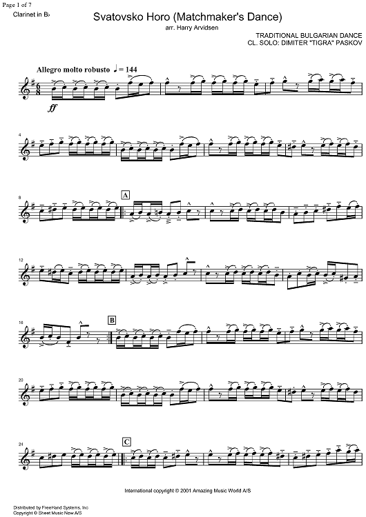 Svartovsko horo - Clarinet in B-flat