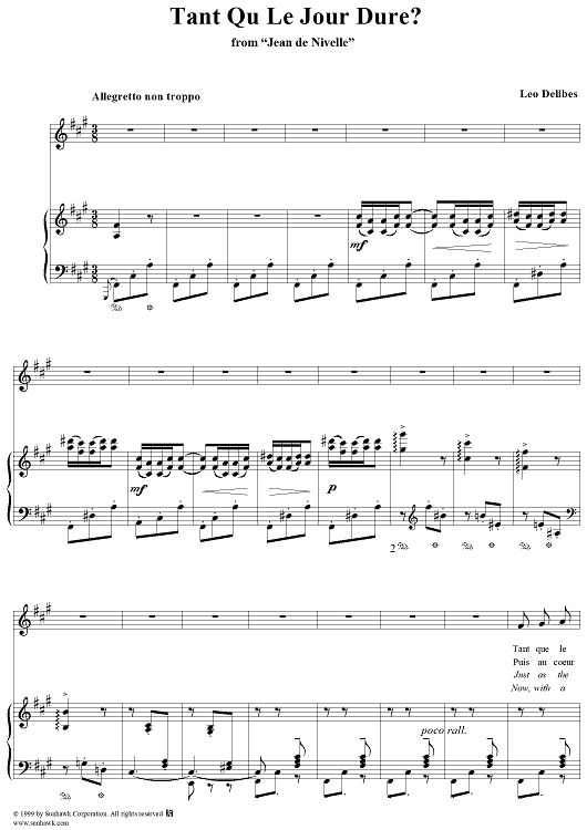 Tant qu le jour dure? - From "Jean de Nivelle"