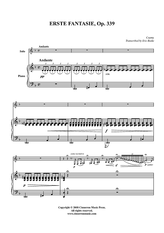 Erste Fantasie, Op. 339 - Piano Score