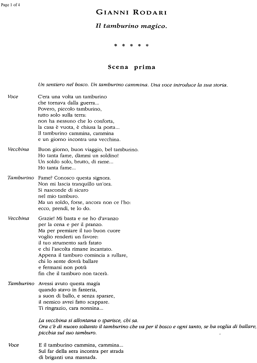 Il tamburino magico - Score