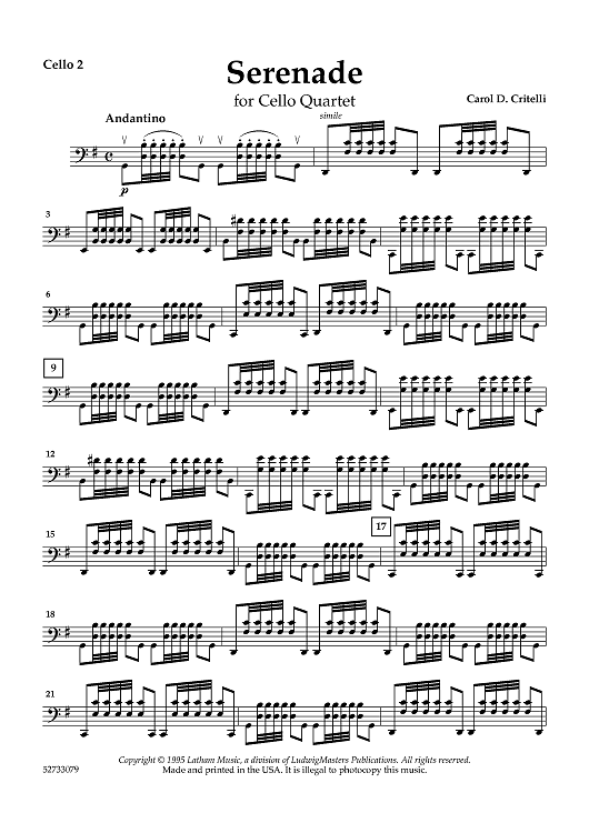 Serenade for Cello Quartet - Cello 2