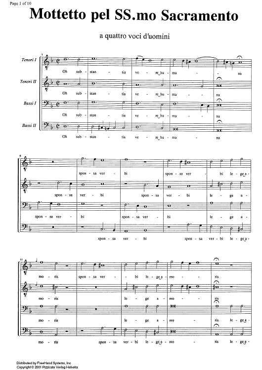 Mottetto pel SS.mo Sacramento - Score
