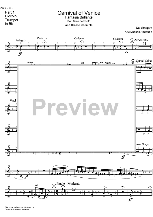 Carnival of Venice - Fantasia Brillante - Piccolo Trumpet in B-flat