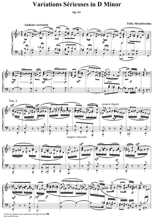 Variations Sérieuses in D Minor, Op. 54