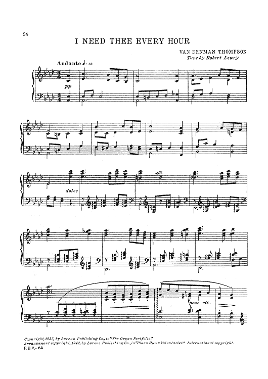 I Need Thee Every Hour