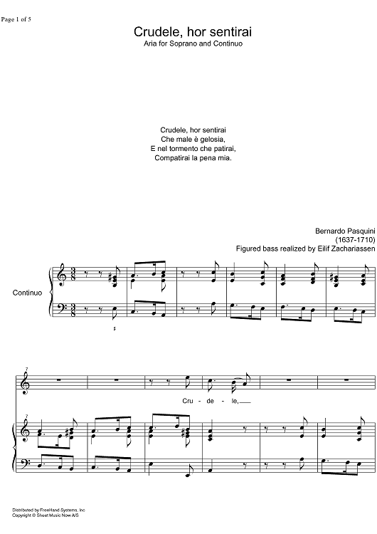 Crudele hor non sentirai - Score