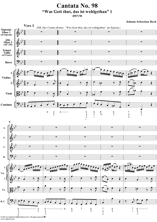 Was Gott tut, das ist wohlgetan - No. 1 from "Cantata No. 98" - BWV98