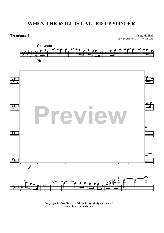 When the Roll is Called Up Yonder - Trombone 1