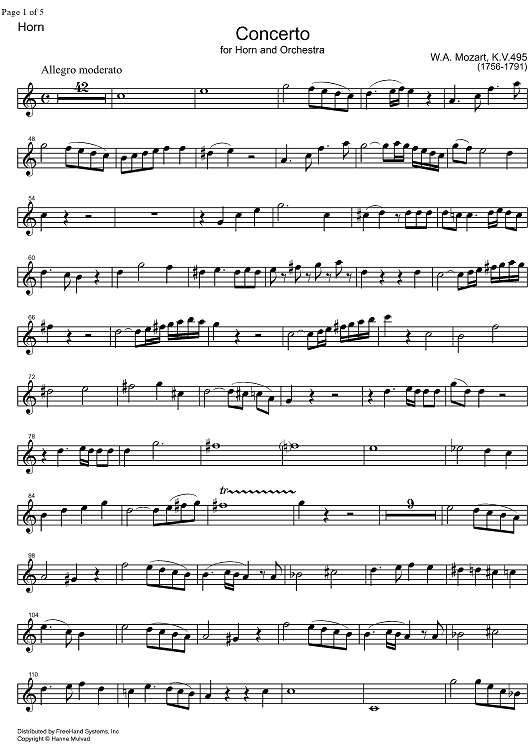 Concerto No. 4 Eb Major KV495 - Horn