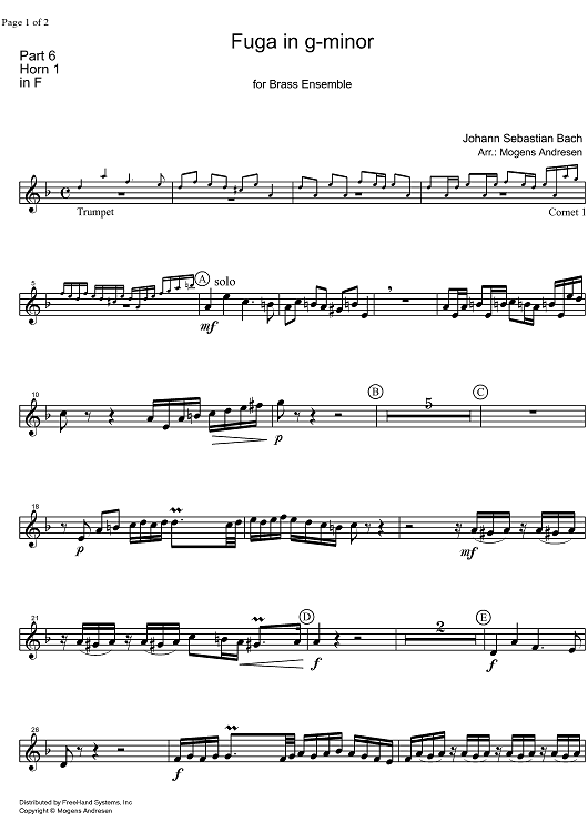 Fugue g minor BWV 578 - Horn in F