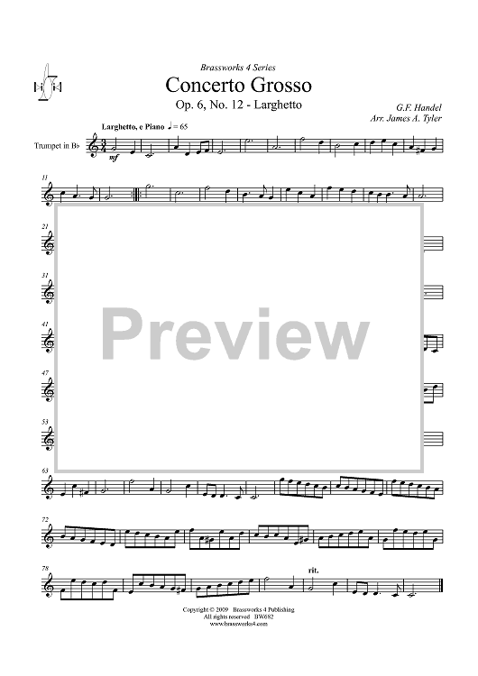 Concerto Grosso, Op. 6, No. 12 - Larghetto - Trumpet in B-flat