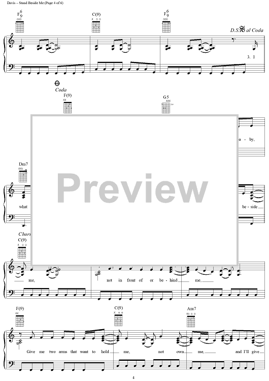 Stand Beside Me" Sheet Music by Jo Dee Messina for Piano/Vocal/Chords