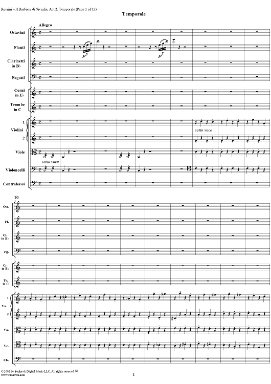 Temporale: Storm Music, No. 18 from "Il Barbiere di Siviglia" - Full Score