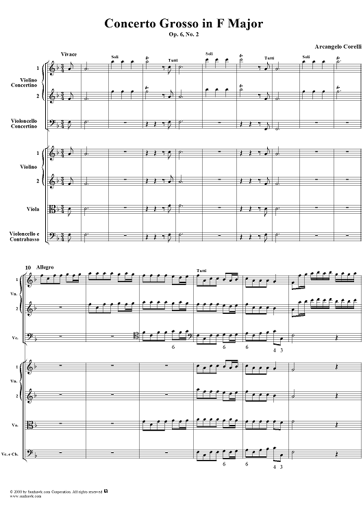 Concerto grosso in F major, Op. 6, No. 2 - Full Score