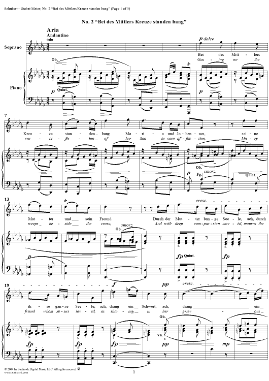 Stabat Mater, D383, No. 2: "Bei des Mittlers Kreuze standen bang"