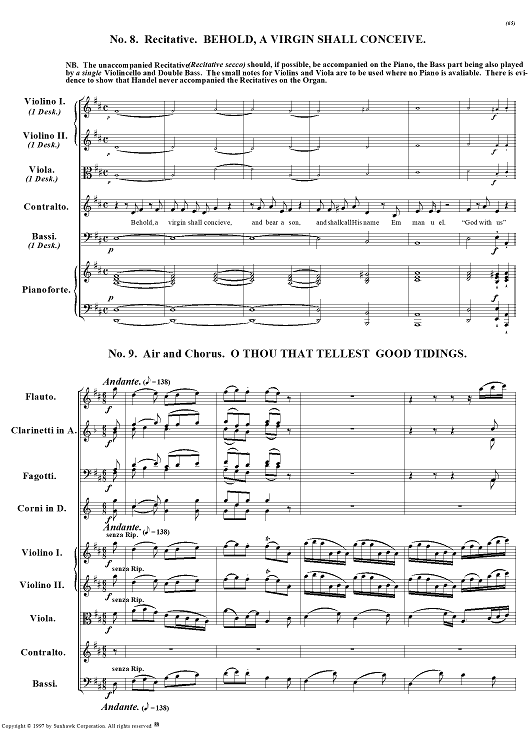 Messiah, nos. 8: Behold, a virgin shall conceive, and. 9: O thou that tellest good tidings to Zion - Full Score