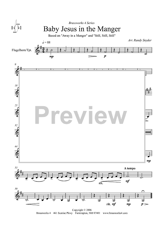 Baby Jesus in the Manger - Flugelhorn/Trumpet